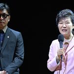 Cha and Bak Geunhye speaking together at a public event